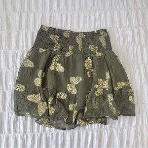Olive Skirt with Gold Butterfly Design